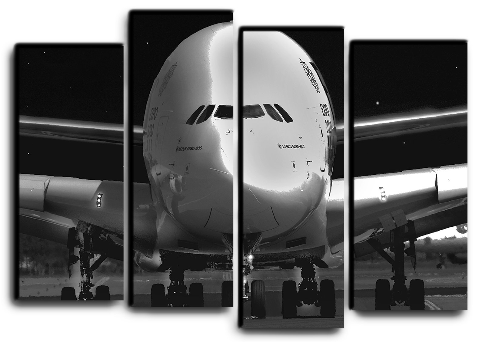 

Модульная картина на холсте из 4 частей Самолет Airbus A380 Айрбас А-380 Hotel Arizona HD 82 см x 112 см