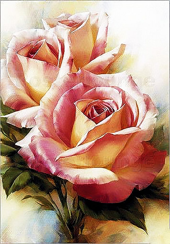 

Набор алмазной вышивки "Розы - нежная акварель"