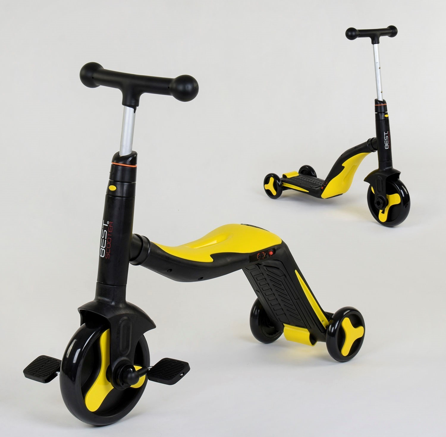 

Самокат 3в1 JT 10993 Best Scooter самокат-велобег-велосипед желтый