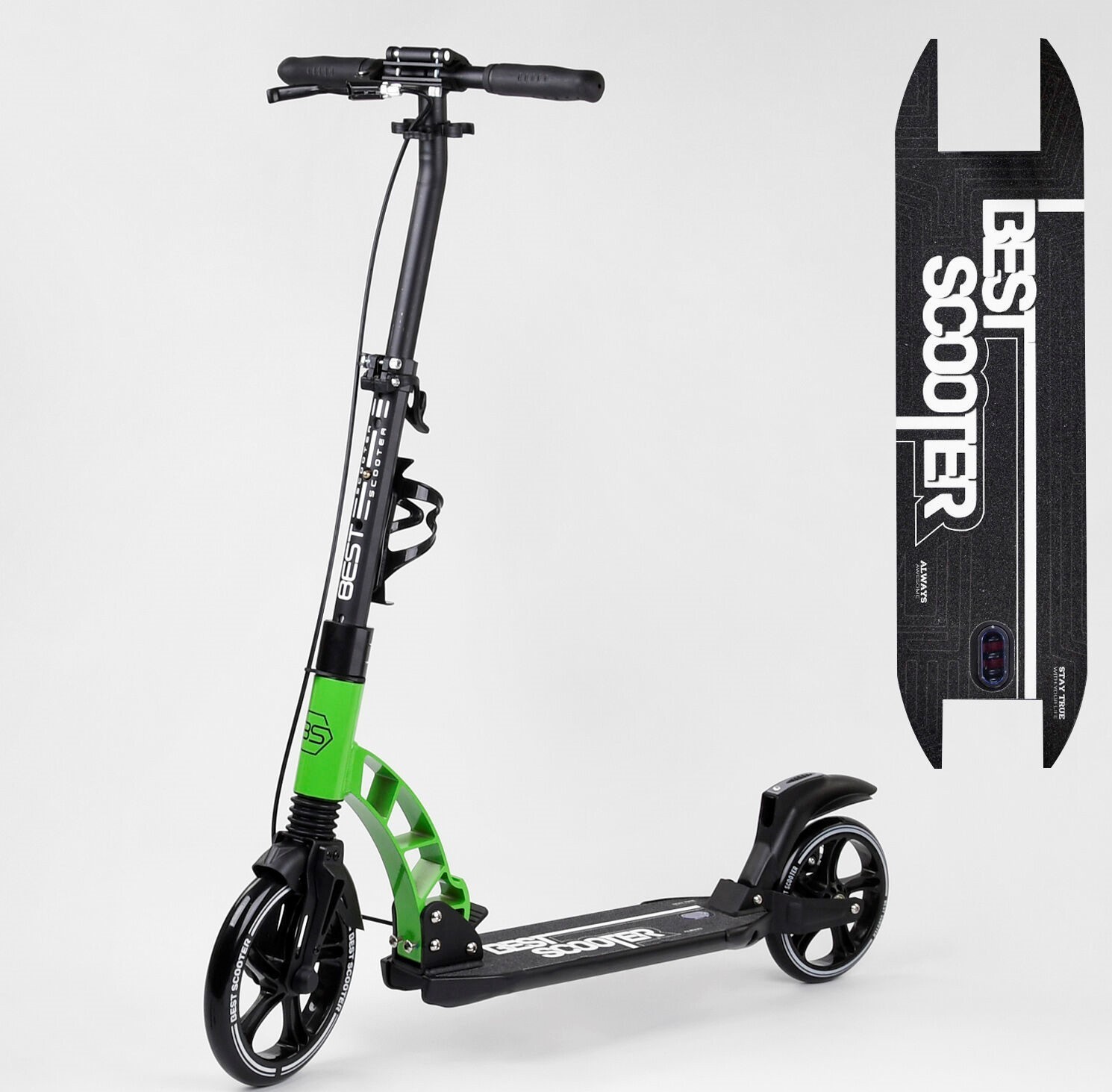 

Самокат двухколесный Best Scooter 49161 колеса PU d переднего колеса 230мм d заднего колеса 200мм 2 амортизатора дисковый тормоз