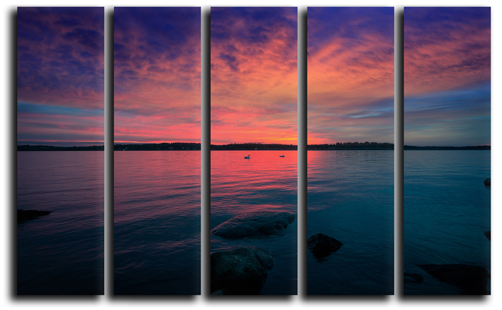 

Модульная картина на холсте из 5 частей закат на озере облачный закат Hotel Arizona HD 89 см x 140 см