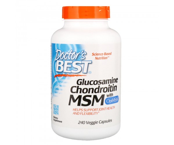 

Препарат для восстановления суставов и связок Doctor's Best Glucosamine & Chondroitin MSM с OptiMSM, 240 растительных капсул (710802)