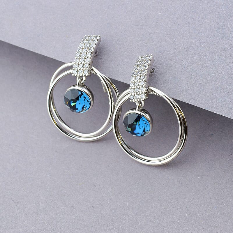 

Серьги круглые с синими камнями Xuping Swarovski 100066