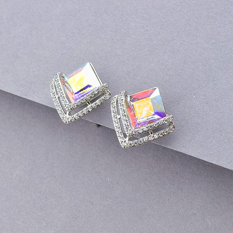

Серьги квадратные Xuping Swarovski (родий) 100015