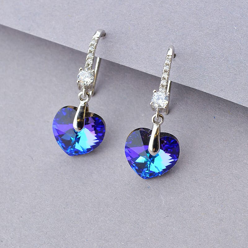 

Серьги Xuping Сердца с синими камнями Swarovski (родий) 100058