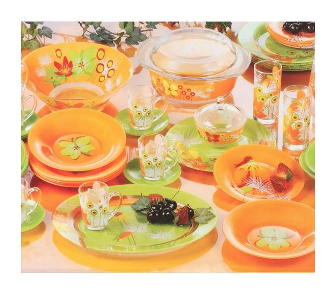 

Сервіз столовий (LM-5207n) Luminarc Pop Flowers Green/Orange 46 пр.