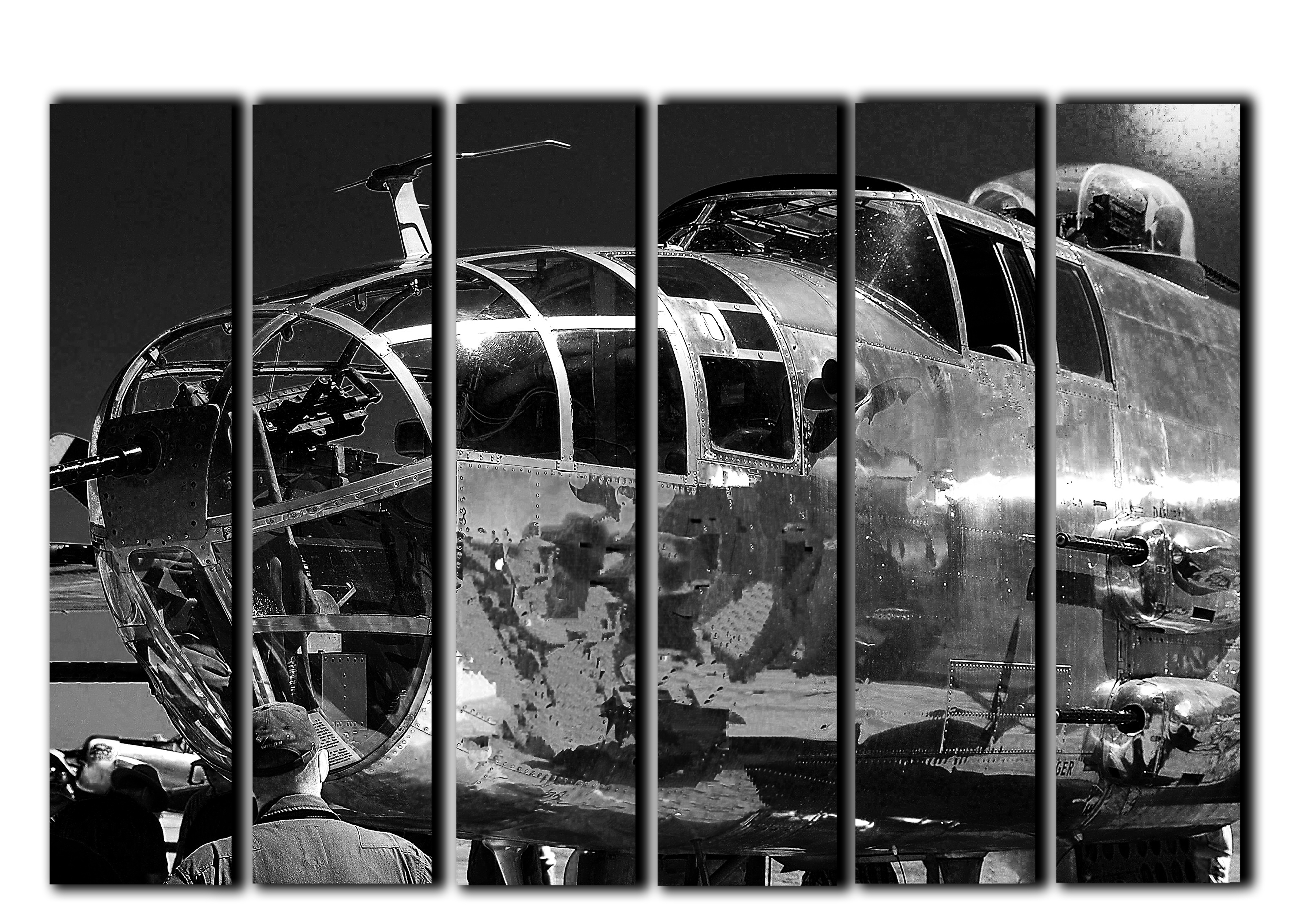 

Модульная картина на холсте из 6 частей военный самолет B-25 бомбардировщик Hotel Arizona HD 112 см x 171 см