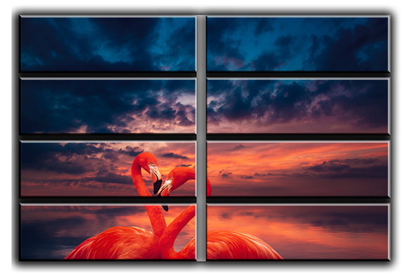 

Модульная картина на холсте из 8 больших частей Фламинго на озере природа пейзаж ландшафт Hotel Arizona HD 178 см x 254 см