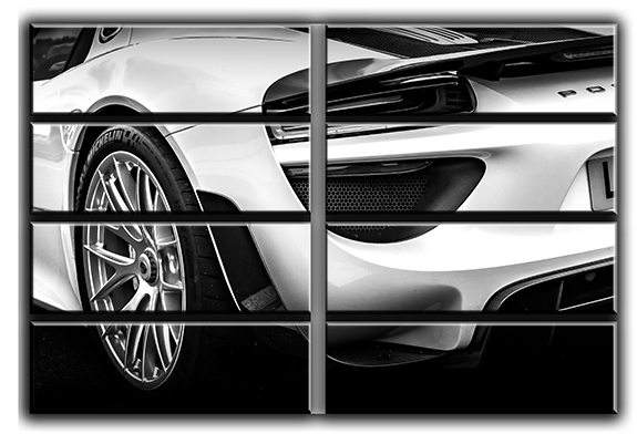 

Модульная картина на холсте из 8 больших частей спортивный авто Porsche 918 Порше Hotel Arizona HD 178 см x 254 см
