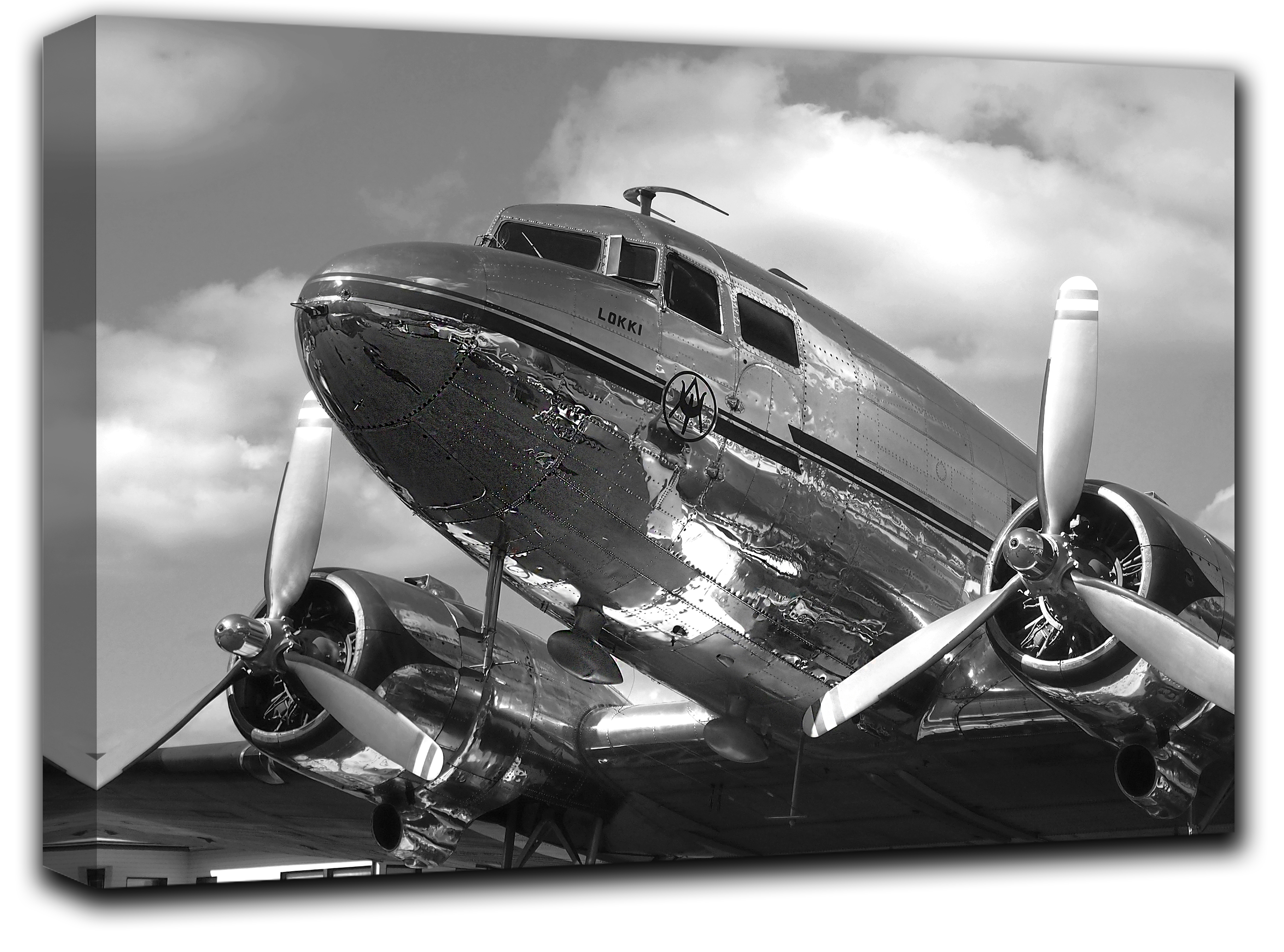 

картина на холсте винтажный самолет DC-3 пропеллер авиадвигатели Hotel Arizona HD 72 см x 127 см