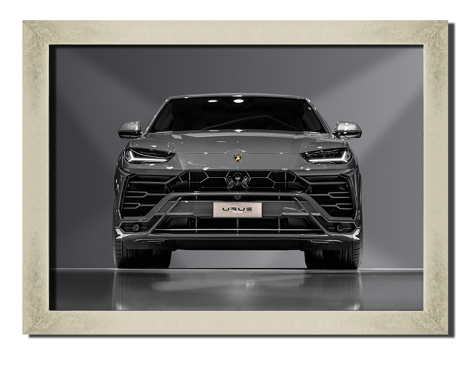 

Silver frame картина на файн-арт бумаге автомоюиль внедорожник Lamborghini Urus споривное авто Hotel Arizona HD 31 см x 41 см