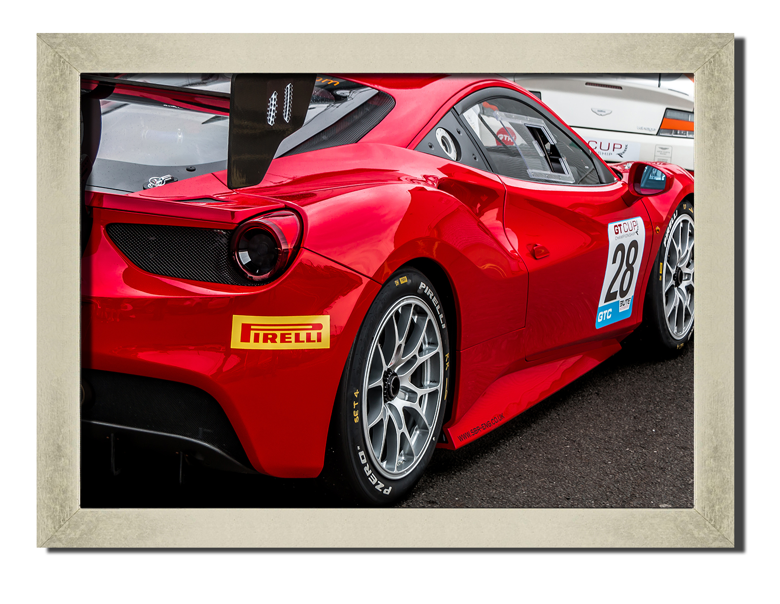 

Silver frame картина на файн-арт бумаге суперкар Ferrari 488 GT3 авто Феррари Hotel Arizona HD 31 см x 41 см