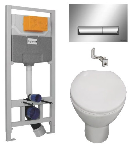 

Унитаз подвесной Imprese KAMPA 500*375*370мм сидение Slow-close i1109 + инсталляция Imprese 3в1 i8120