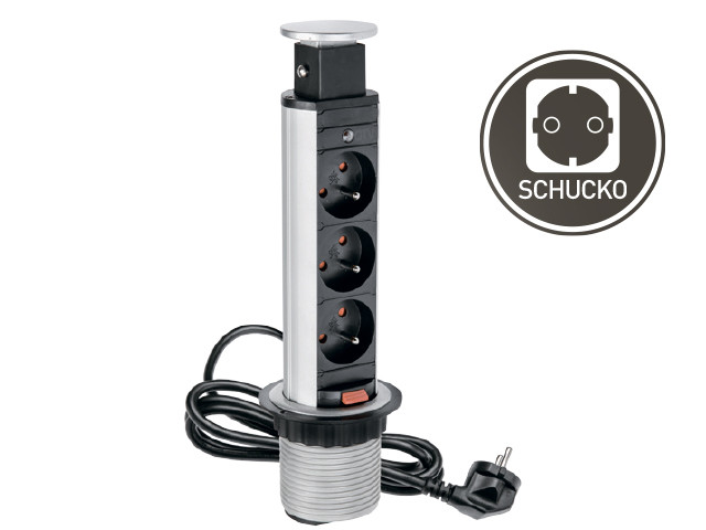 

Удлинитель для офиса GTV d 60 с заземлением на 3 розетки SCHUCKO серый