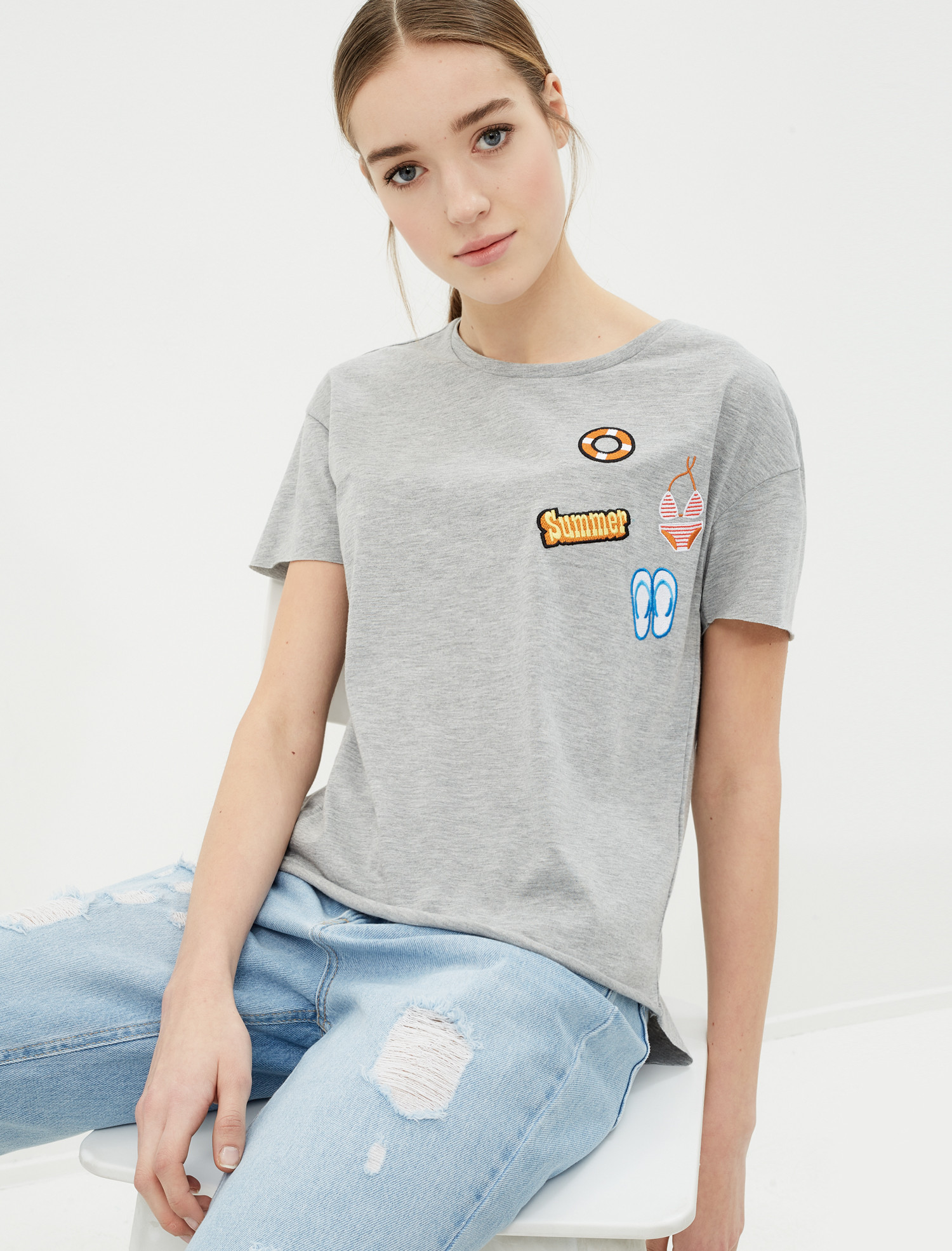 

Футболка Koton 7YAL11204JK S Grey