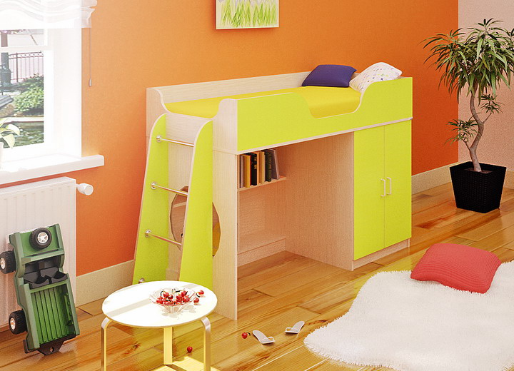 

Детская кровать чердак KidsBunkBed СH-29 дуб молочный лайм 1046х1632х986 мм