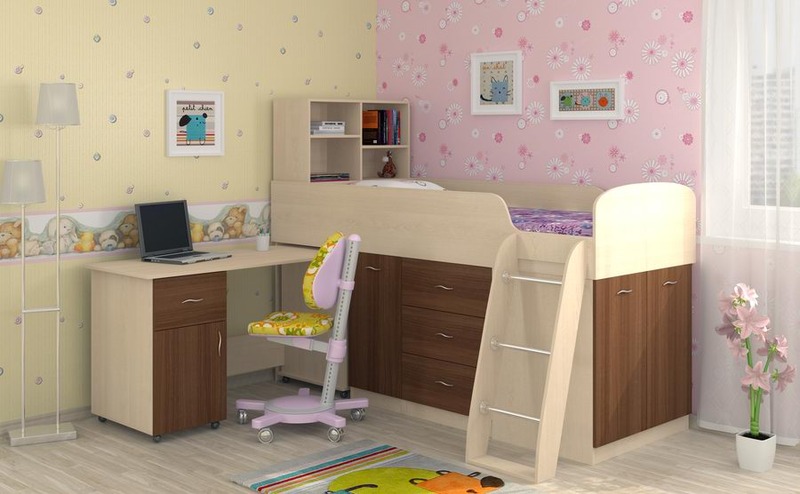 

Детская кровать чердак KidsBunkBed CH-004 венге светлый венге темный 224х159х203 см