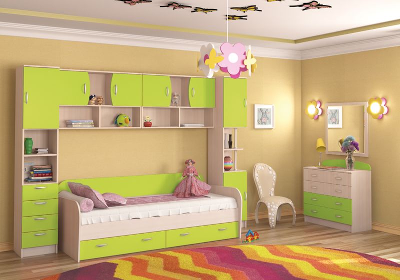 

Детская комната KidsBunkBed K-05 дуб молочный лайм 2038 х 727 х 898 мм
