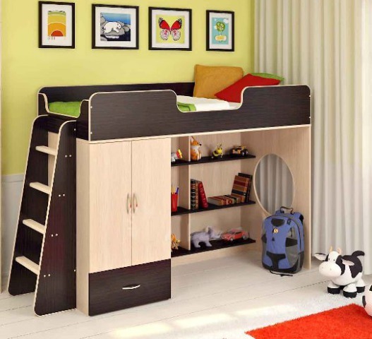 

Детская кровать чердак KidsBunkBed Ч05 венге светлый венге темный 1848х1114х1395 мм