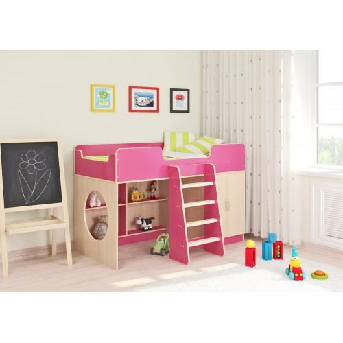 

Детская кровать чердак KidsBunkBed Ч03 дуб молочный розовый 1648х1114х1090 мм