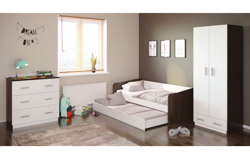 

Детская комната для двоих детей KidsBunkBed D-81 венге темный белый 600х832х1932 мм