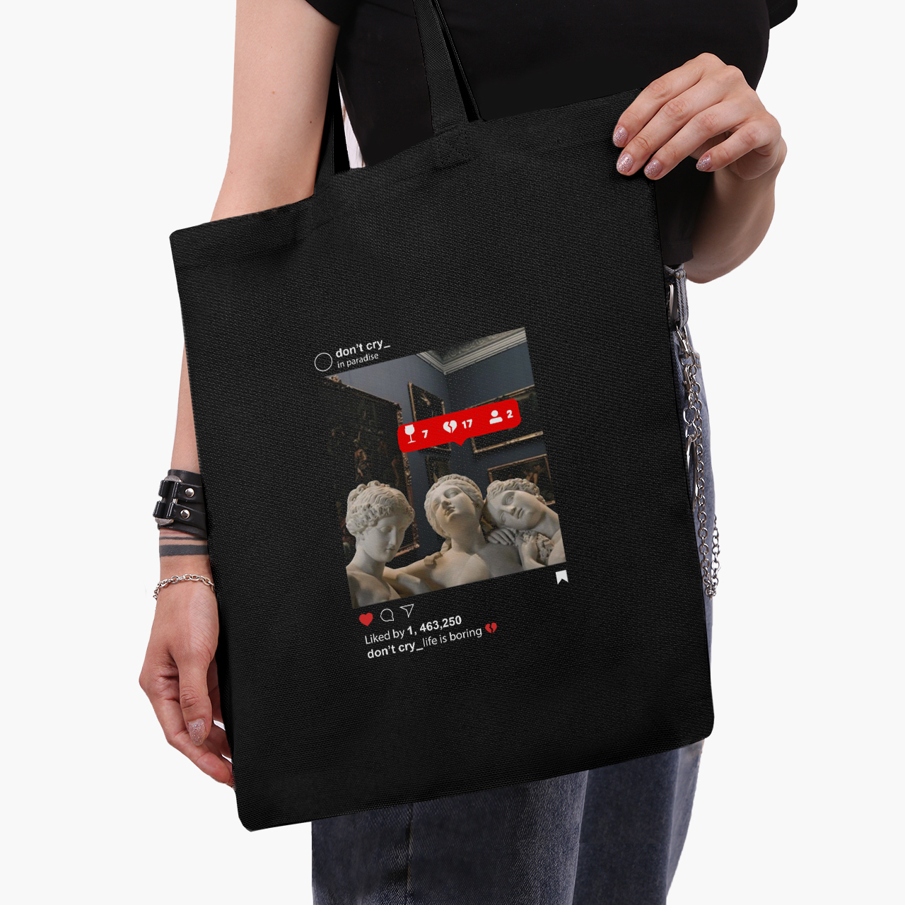 

Эко сумка шоппер Ренессанс-Скульптуры в Инстаграм (9227-1589-2) 41x35 см Черный