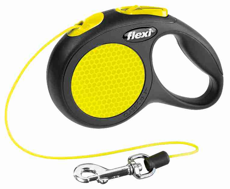 

Поводок-рулетка Flexi New NEON 3м до 8кг светящийся черный с желтым (TX-20910)