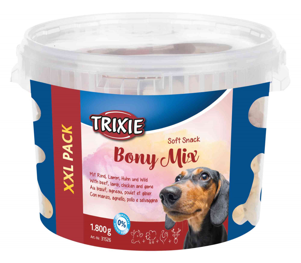 

Лакомство для собак Soft Snack Bony Mix XXL Trixie с говядиной, бараниной, курицей 1,8кг (TX-31526)
