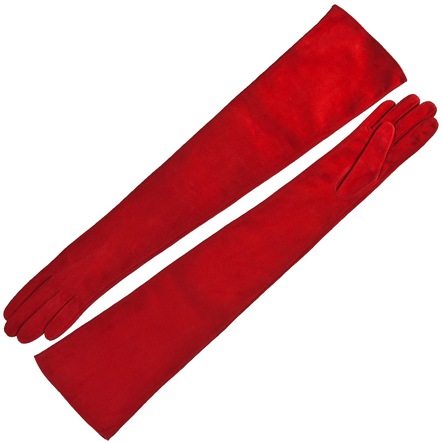

Перчатки женские Alpa Gloves на шелковой подкладке, 60 см, велюр, красные