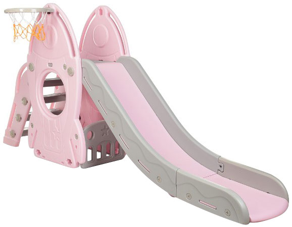 

Детская горка Bambi L-HJ01-8 Ракета с баскетбольным кольцом Розовая (L-HJ01-8 pink) (6903317252930)