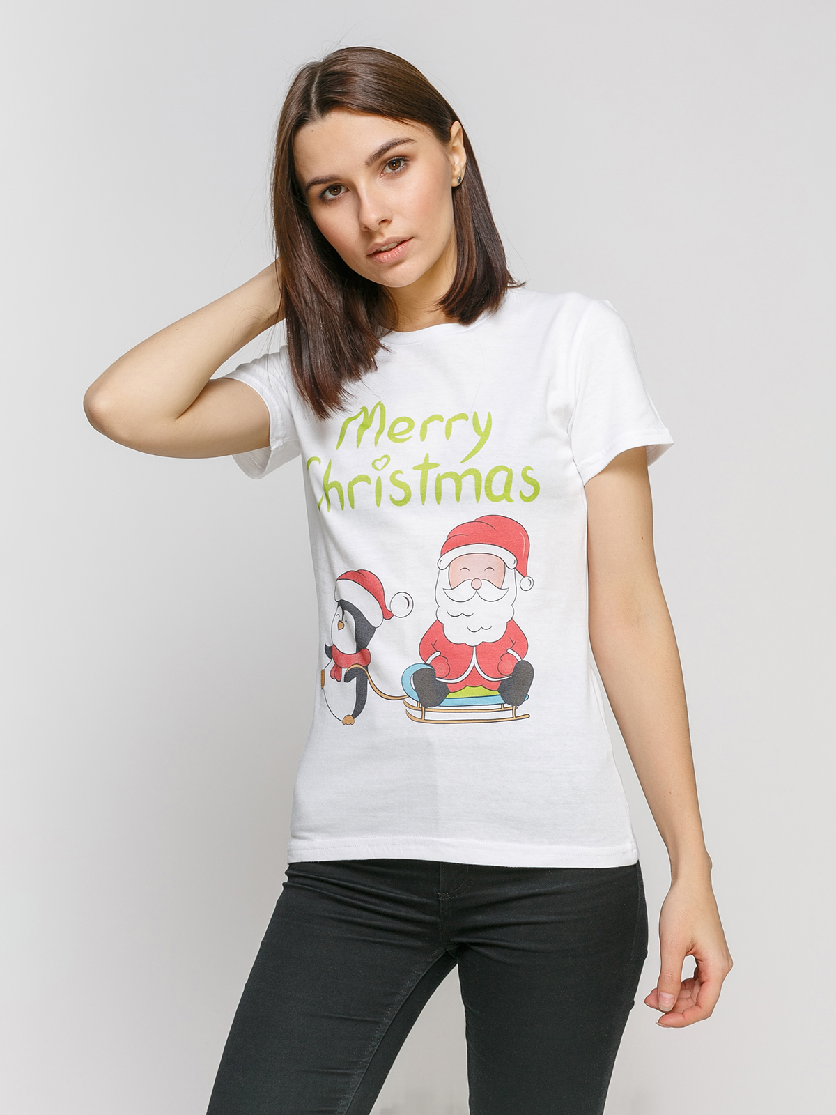 

Футболка женская с принтом Дед на санках Manatki Белый, Футболка женская с принтом Дед на санках Manatki Белый 2XL