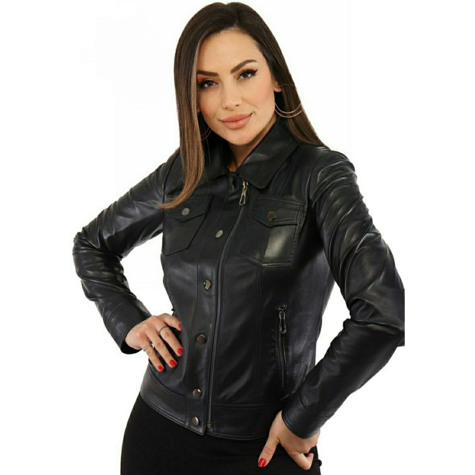 

Куртка Кожаная Без бренда М(46) темно-Синяя 0107МК