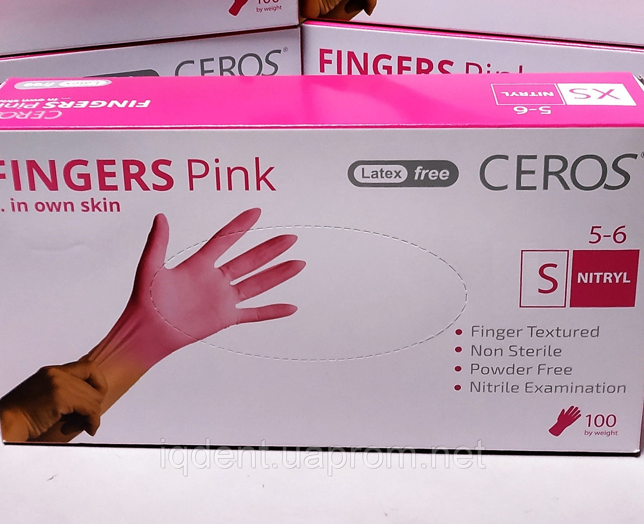 

Перчатки нитриловые Ceros Fingers размер XS black 100 шт Розовый