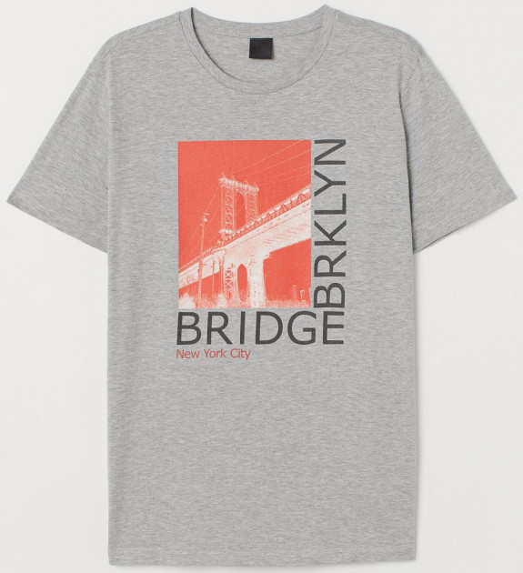 

Футболка H&M 0649440 S сірий комб.