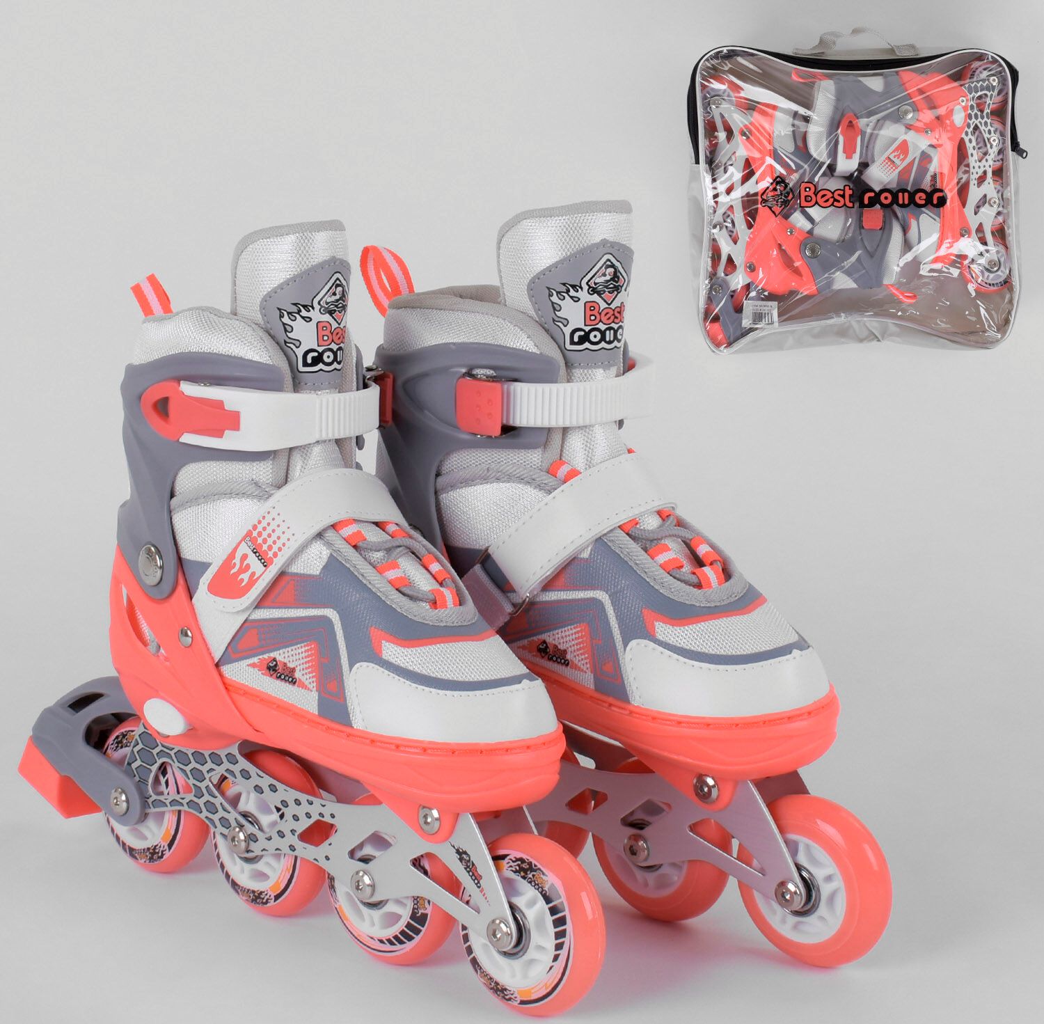 

Детские ролики размер 34-37 Best Roller (6056-М) Коралловый