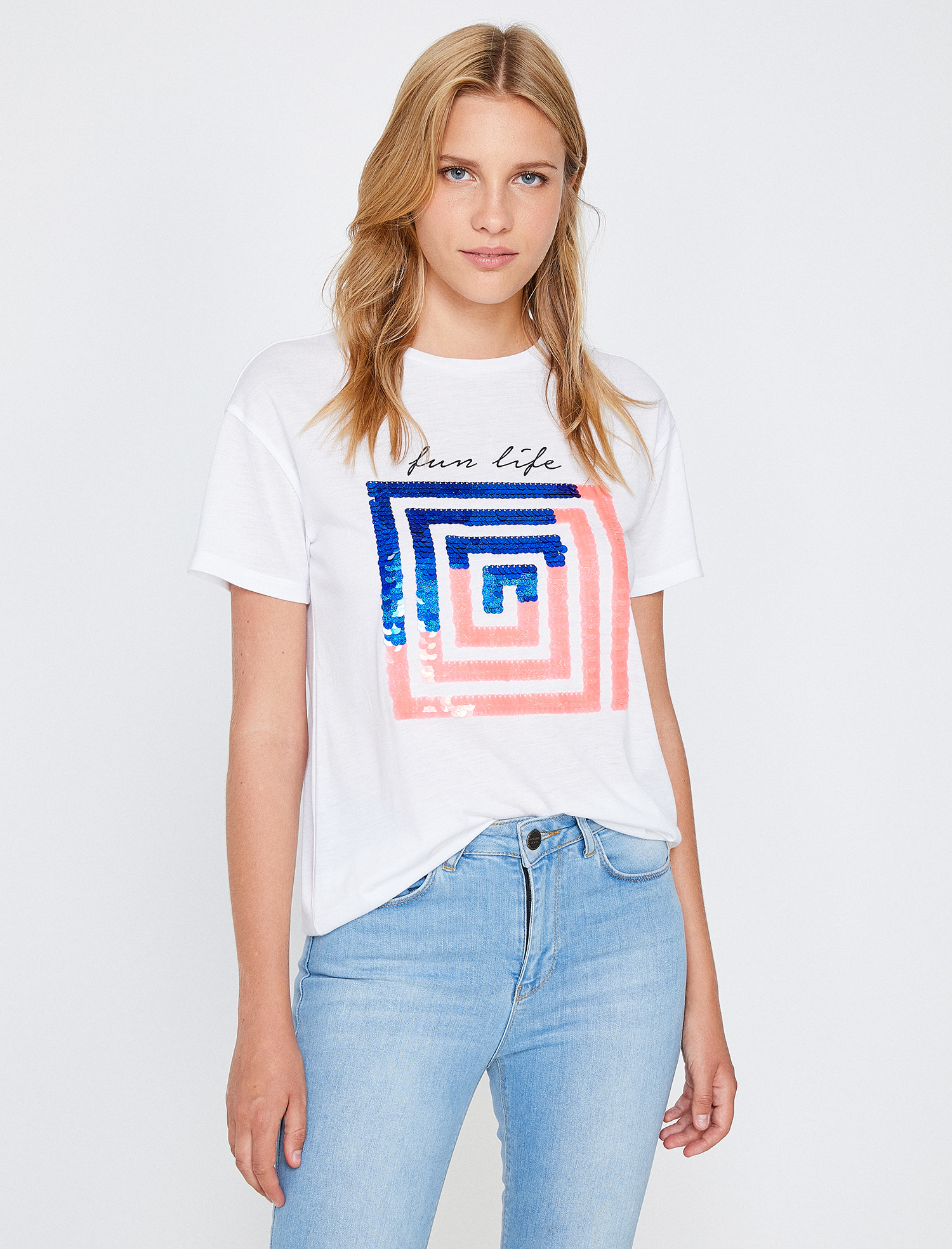 

Футболка Koton 8YAK13842GK-001 L Off White