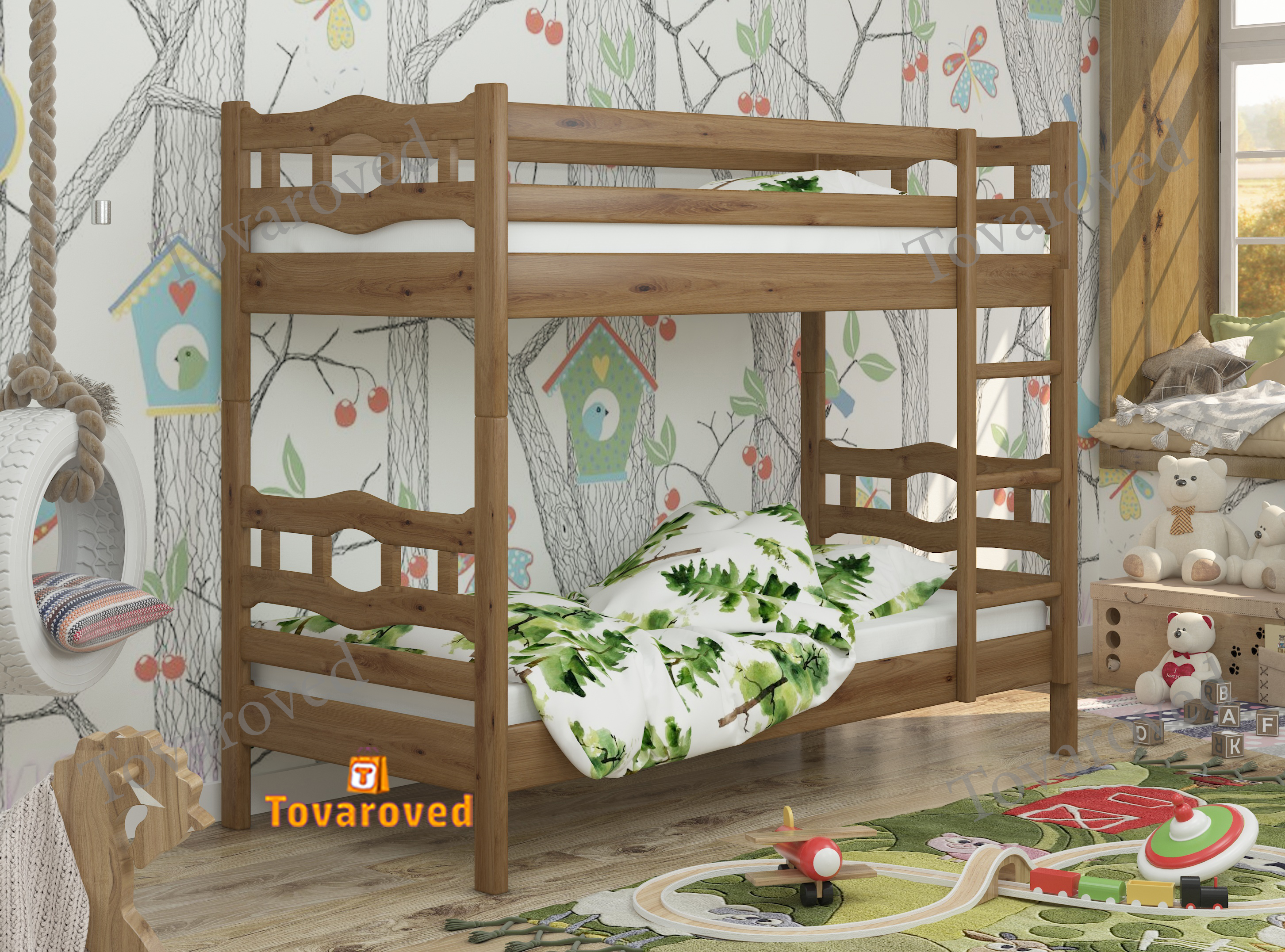 

Двухъярусная кровать 90х190 Wellmebely Робин Трансформер сосна Орех Светлый Л6