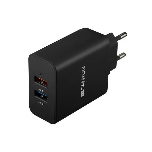 

Сетевое зарядное устройство Canyon (2USB, 2.4A) Black (CNE-CHA07B)