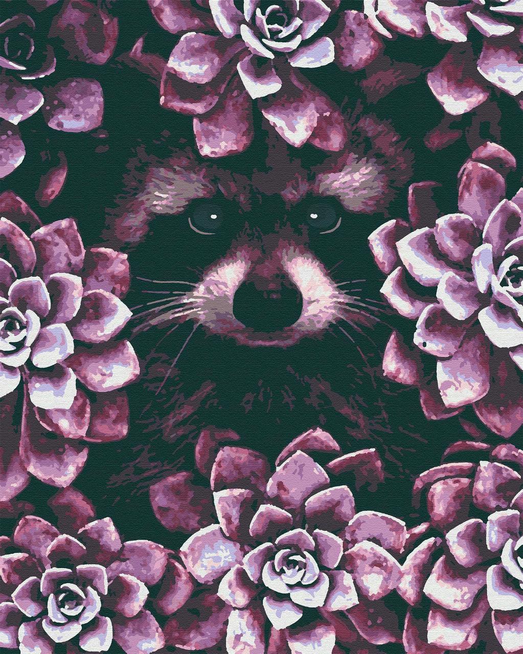 

Картина по номерам Енот и цветы, цветной холст, 40*50 см, без коробки RB