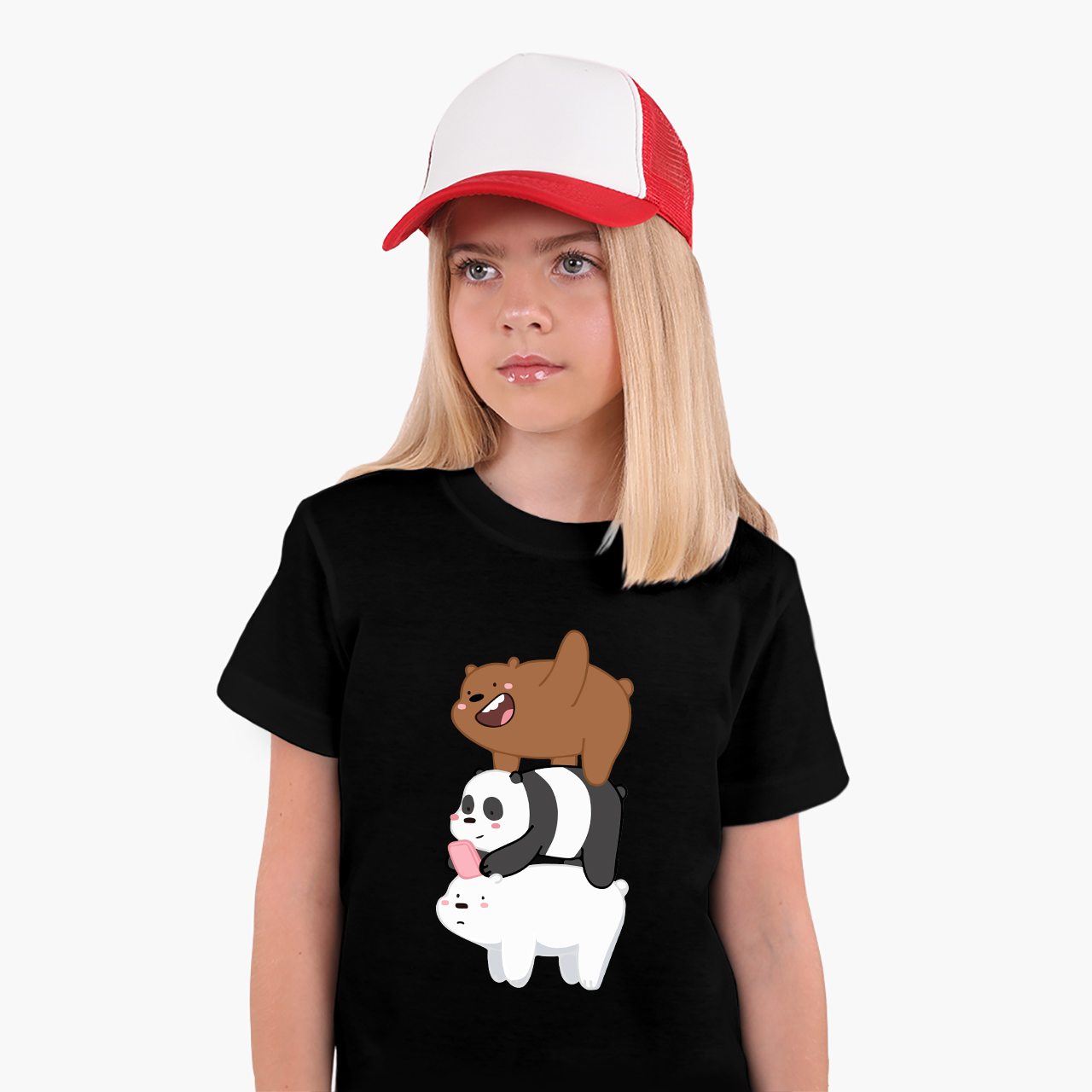 

Детская футболка Вся правда о медведях (We Bare bears) (25186-2643) 158-164 см Хлопок Черный