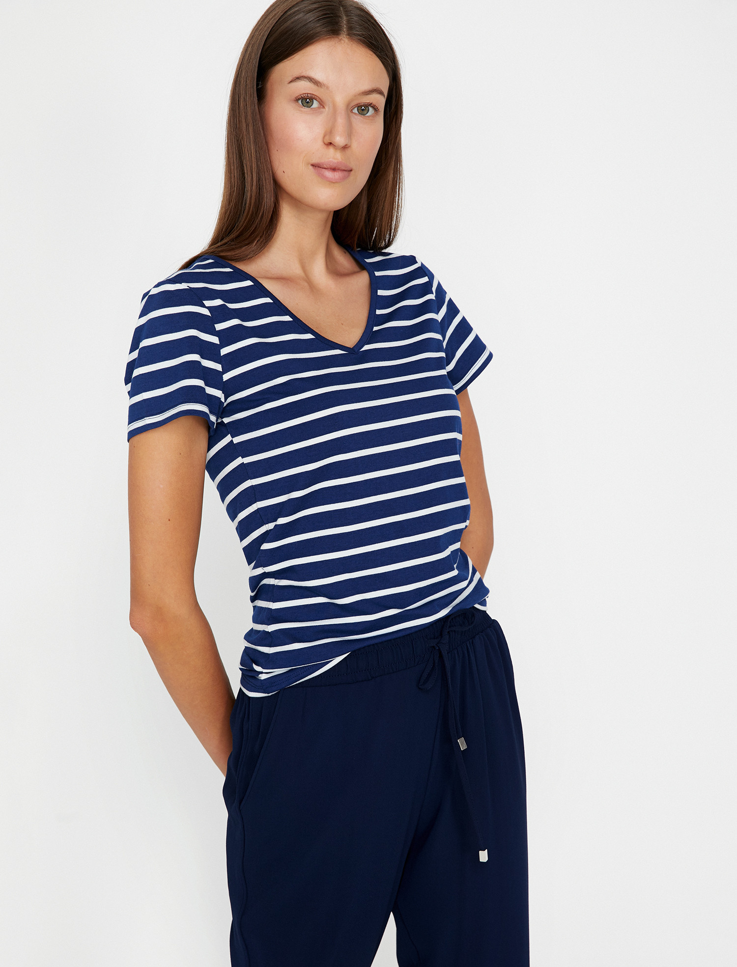 

Футболка Koton 8YAK13401YK-65O XS Blue Stripe