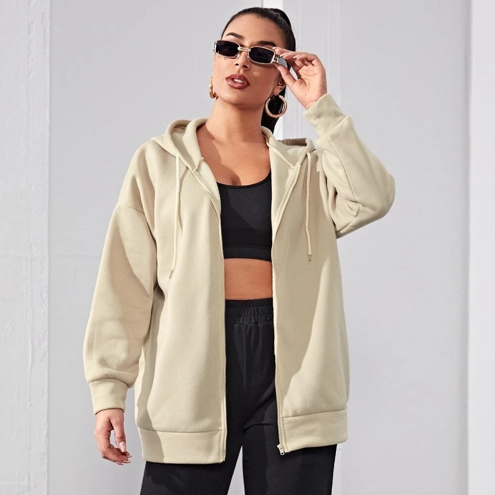 

Толстовка женская на молнии однотонная бежевая Latte Berni Fashion (S) Бежевый