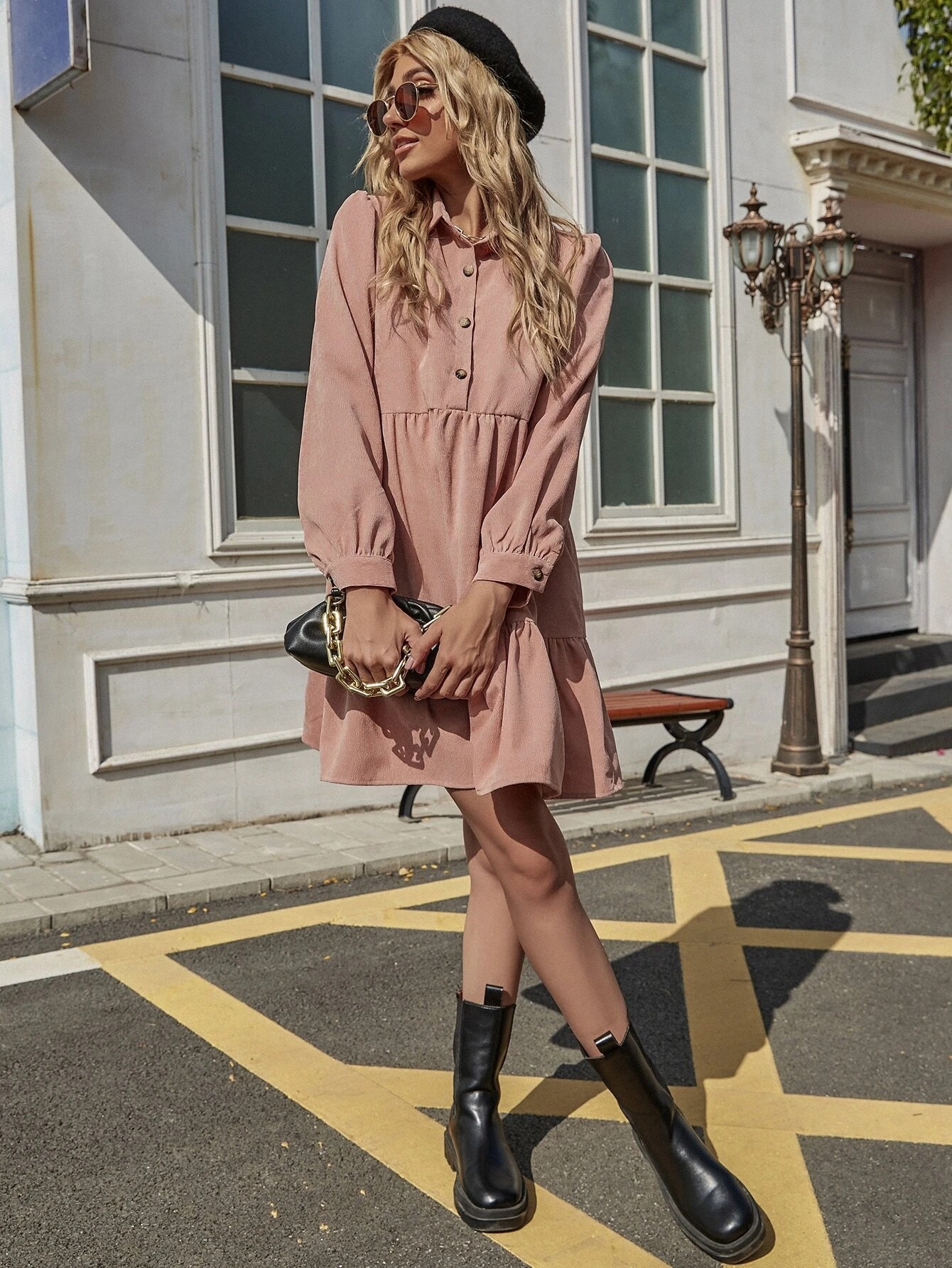 

Платье женское с оборкой Sweet Berni Fashion (L) Персиковый