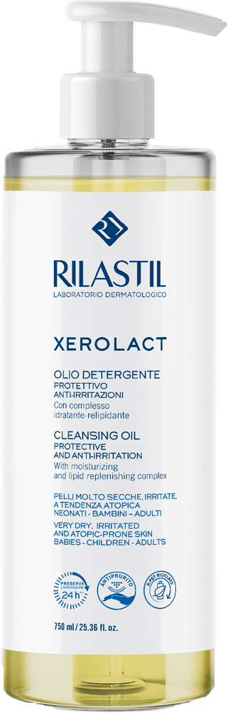 Акция на Масло очищающее для лица и тела для очень сухой, склонной к раздражениям и атопии кожи Rilastil Xerolact 750 мл (8050444858240) от Rozetka UA
