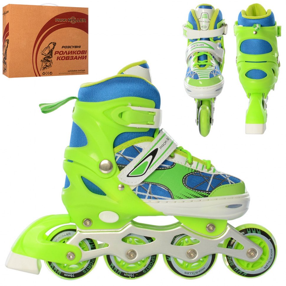 

Детские раздвижные роликовые коньки Profi Roller Skates Paint Зеленый 35-38 размер на шнуровке