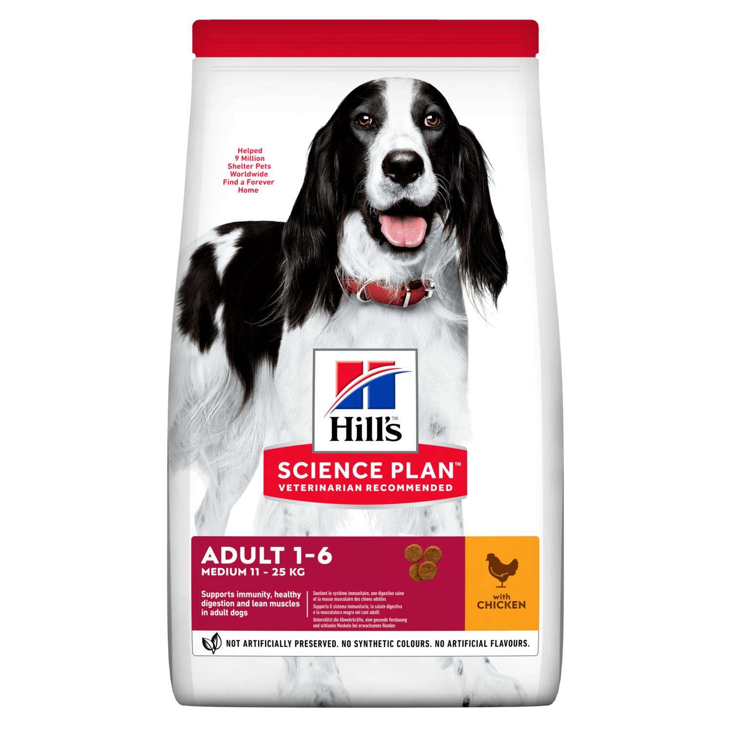 

Сухой корм HILL'S SCIENCE PLAN Adult Medium для собак средних пород, с Курицей - 2,5 кг