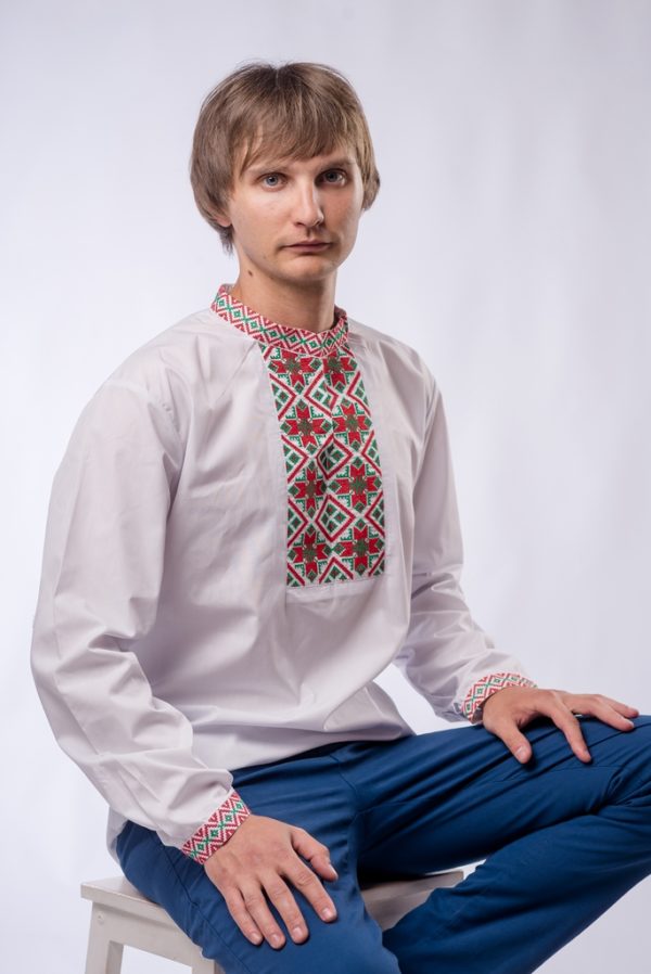 

Вишиванка UkrLook чоловіча "Геометрія"  Біла, Вишиванка UkrLook чоловіча "Геометрія" L Біла