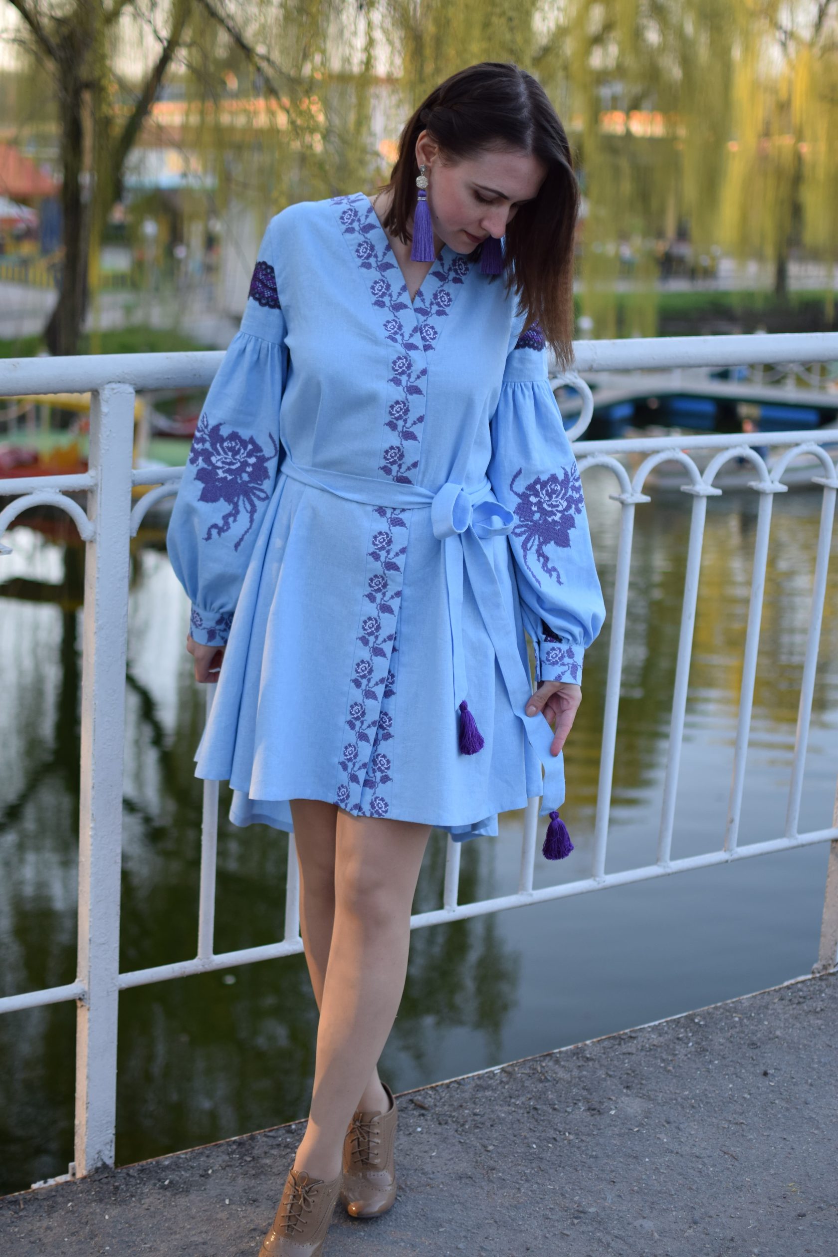 

Сукня UkrLook з вишивкою "Blue roses"  Блакитна, Сукня UkrLook з вишивкою "Blue roses" S Блакитна