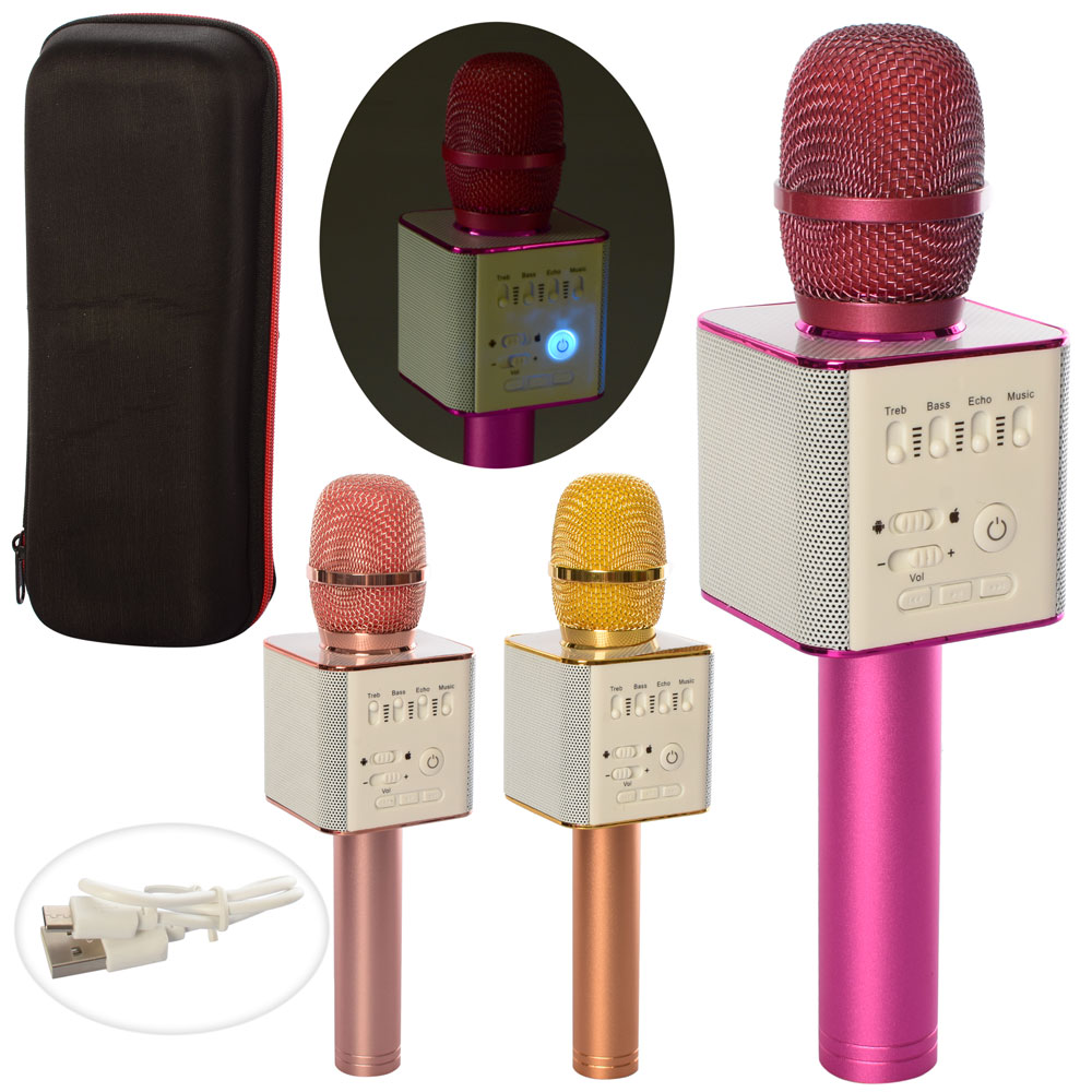 

Микрофон Q9 (20шт) 24,5см,аккум, Bluetooth,USBзар, 3цвета, в чехле, 29-12,5-8см