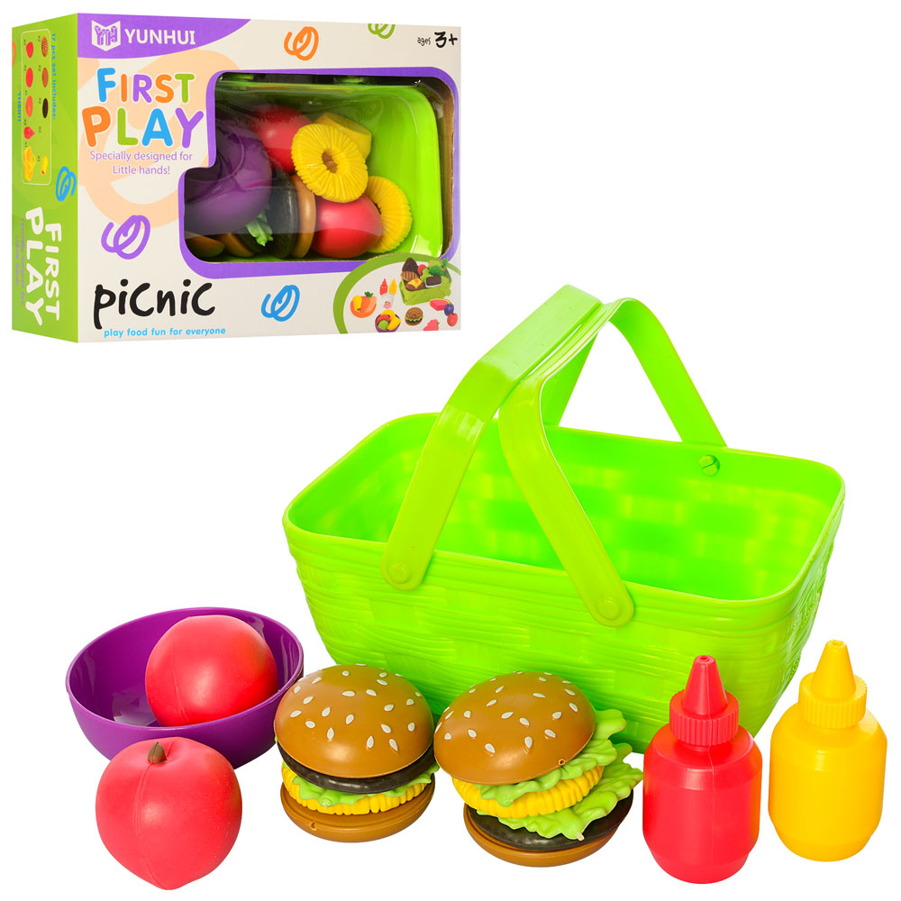 

Продукты YH8010 (18шт) гамбургер 2шт, овощи, корзинка, 16предм, в кор-ке,30,5-23-11см